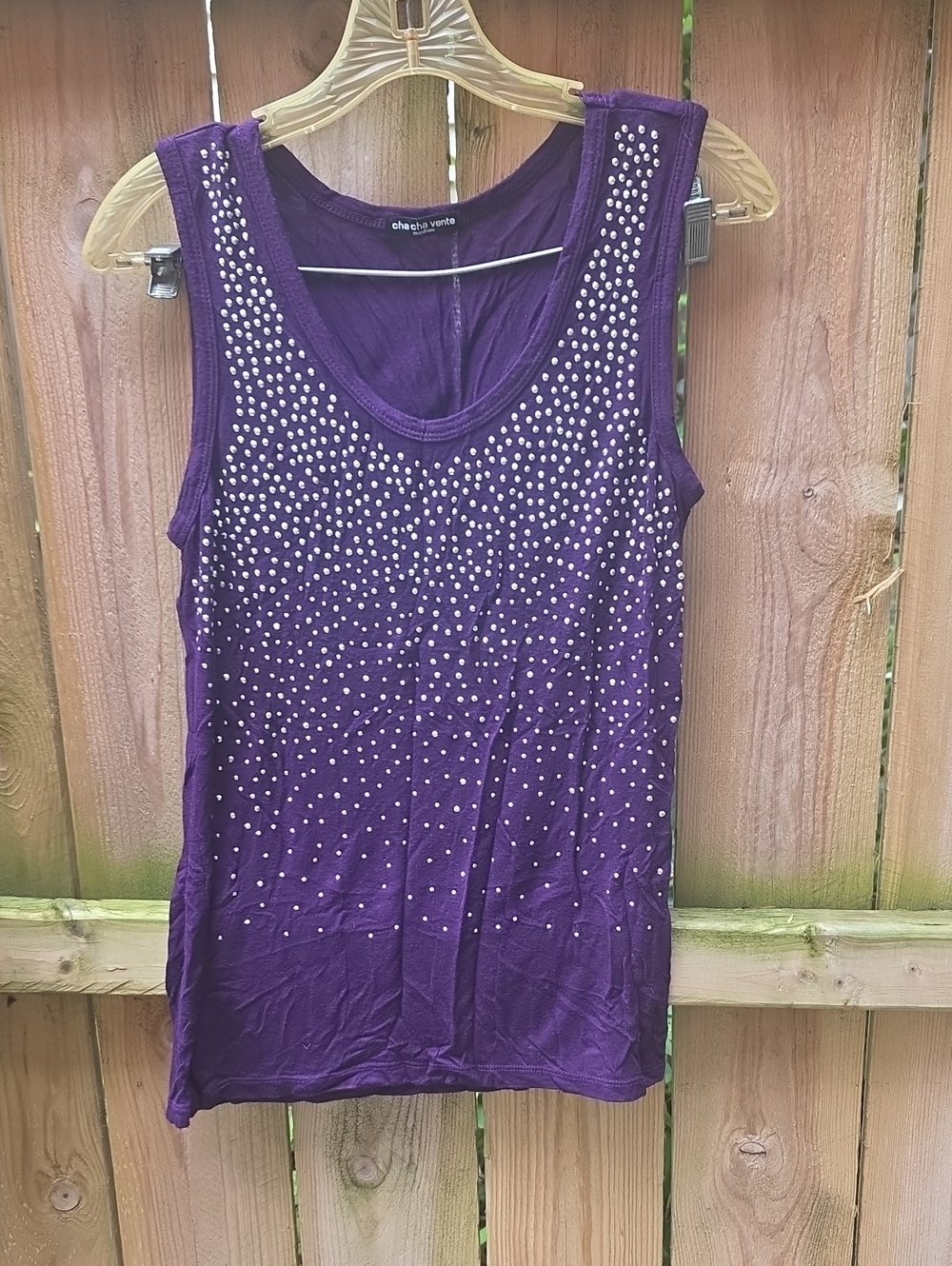 cha cha vente Purple Tank Top with Silver Studs